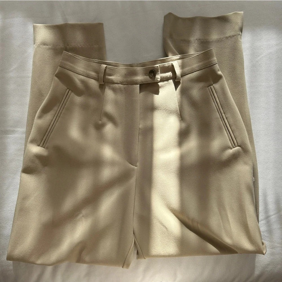Vintage 90s‎ sand beige trousers  / tailored pants 6P - Picture 6 of 8